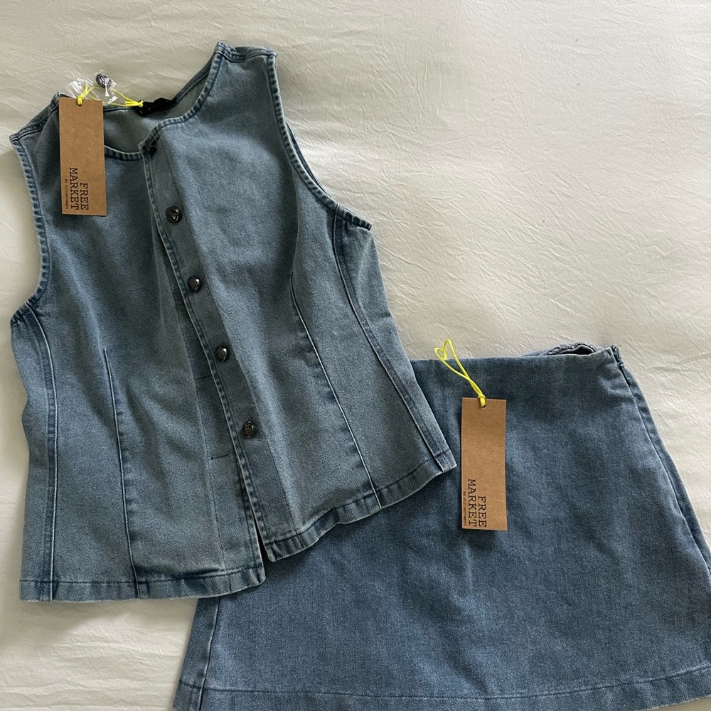 Denim Button Down Shirt & skort by Free market